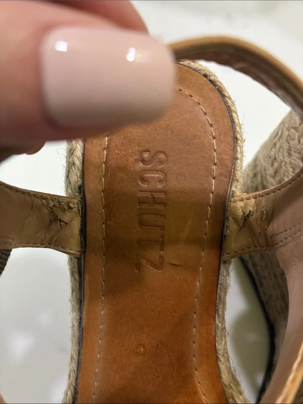 SCHUTZ Tan Espadrille Platform Wedge Sandals 6